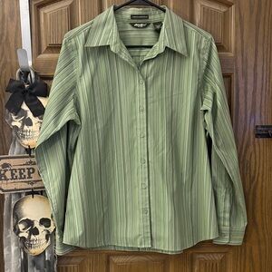Eddie Bauer Women’s or Men's Olive Striped Button-Down Shirt